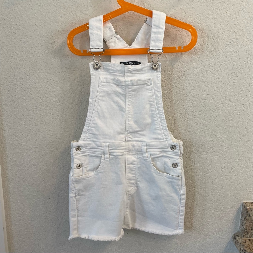 Mango Kids White Overall Denim Skirt Size 9-10